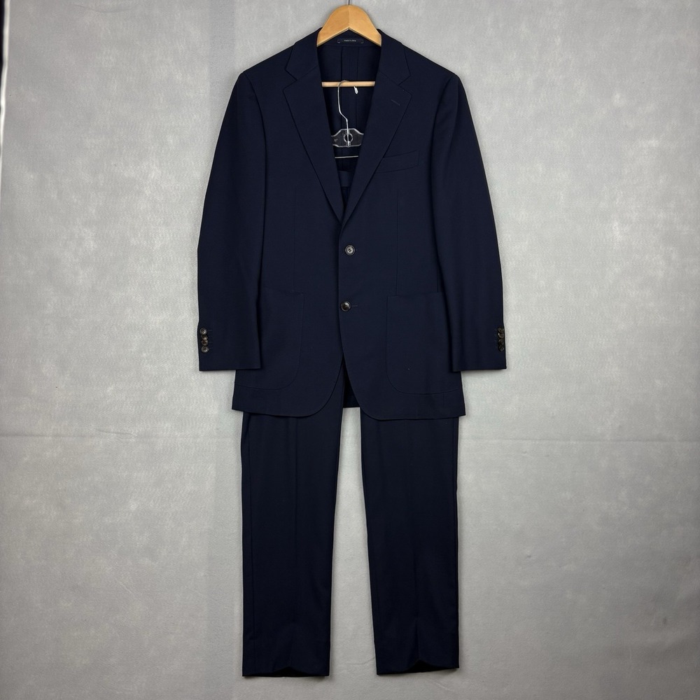 Suitsupply Suit Mens 38R 30x29 Navy Blue Solid Wool Traveller Cerruti iTravel